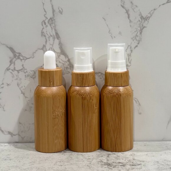 Variety Sets ~ 20mL Amber Glass (Bamboo Wrap) Essential Oil Bottles ~ Set of 3 - Picture 1 of 1